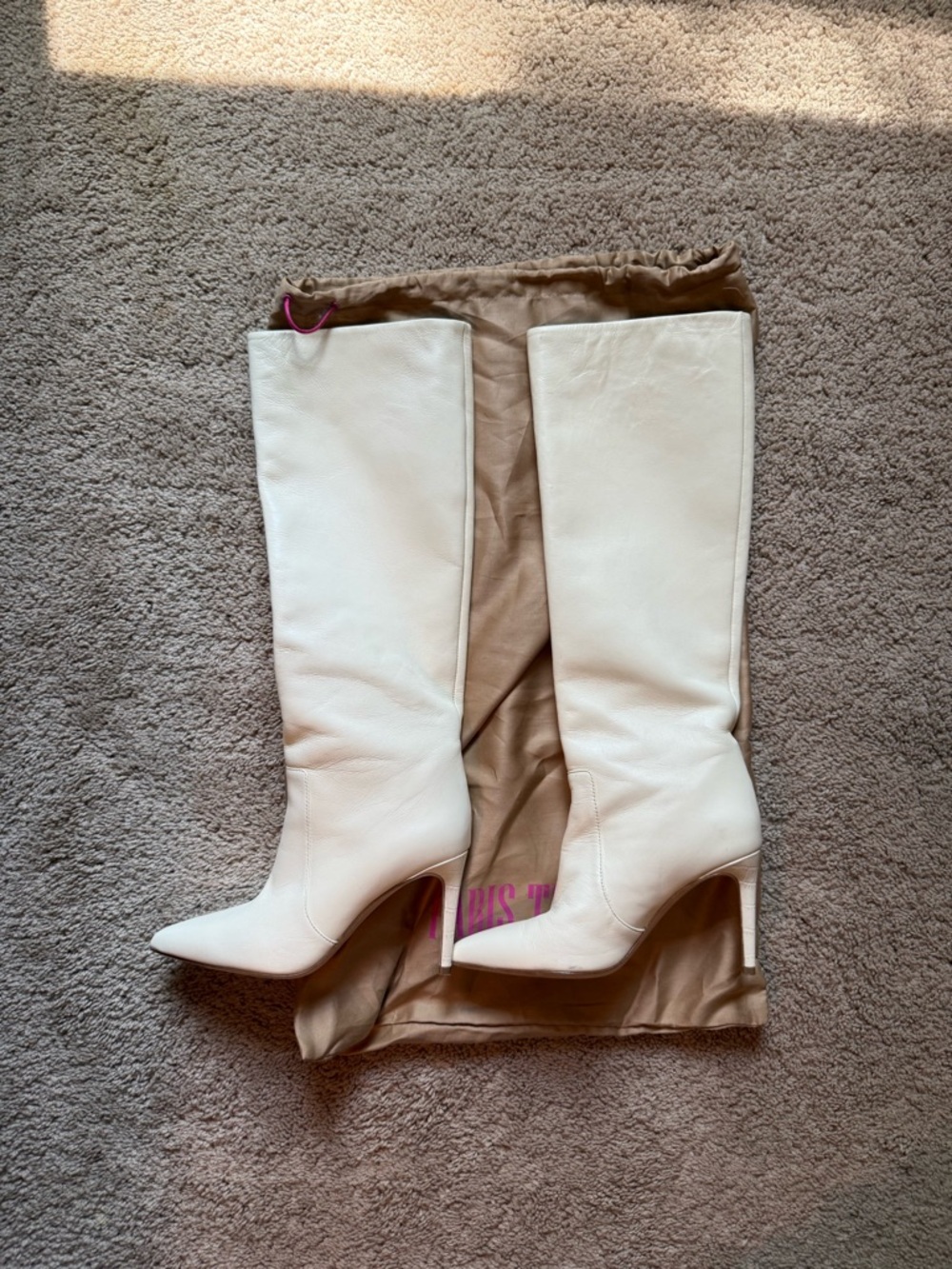 Paris Texas Cream Leather Stiletto 85 Boots. US size 5